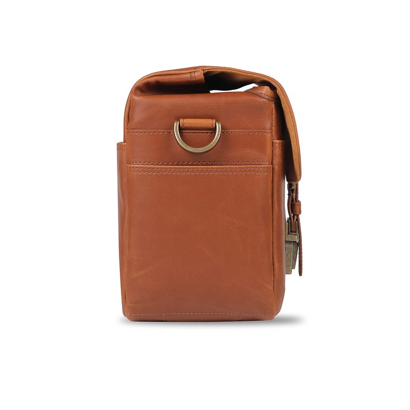 MegaGear MG1525 Leather Camera Messenger Bag for Mirrorless, Instant and DSLR Cameras - Light Brown, Compact,LightBrown - Image 4